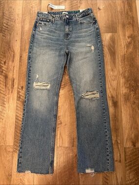 River Island Women's Distressed High Rise Stove Pipe Straight Leg Jeans